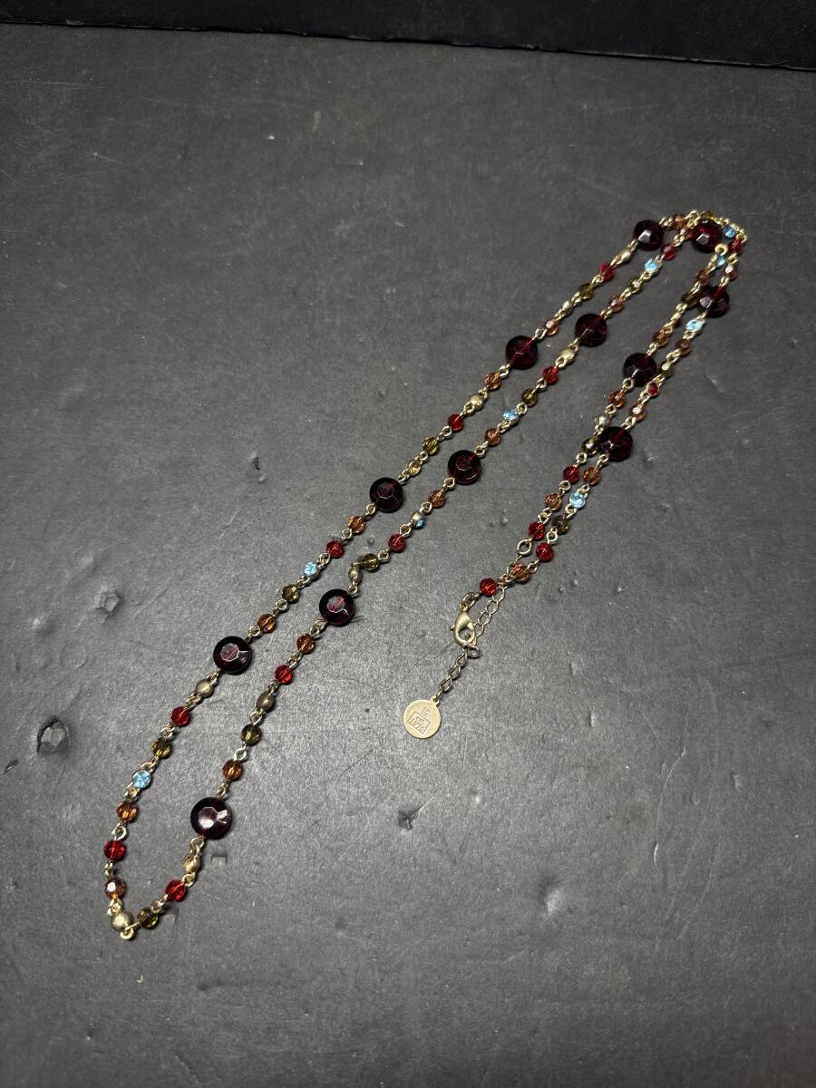 ★コレクター必見 ビンテージ ビーズネックレス 赤系他 ロングネックレス レディース アクセサリー 飾り コレクション Au671