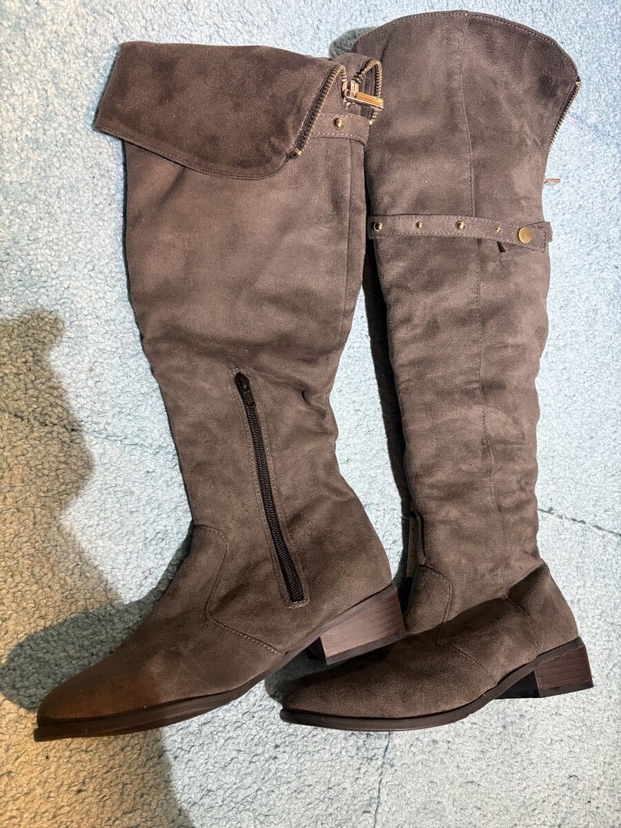 在庫処分　激安!! 新品　ニーハイブーツ　Sサイズ　 スエード調　グレー