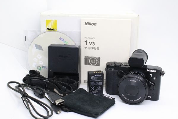 ■A品/ショット数5,465枚■ニコン Nikon1 V3＋10-30mm F3.5-5.6 VR＋DF-N1000 ビューファインダー ミラーレス一眼レフ レンズキット #Z6704