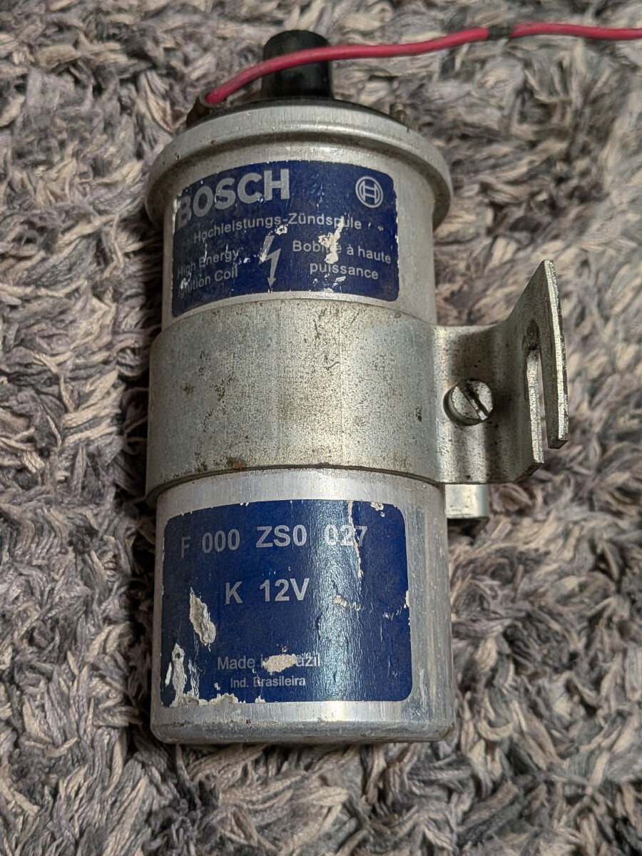 旧車　空冷フィアット500ｌで使用　ボッシュ（BOSCH）製の高性能イグニッションコイル（品番: F 000 ZS0 027 / K 12V）ジャンク品