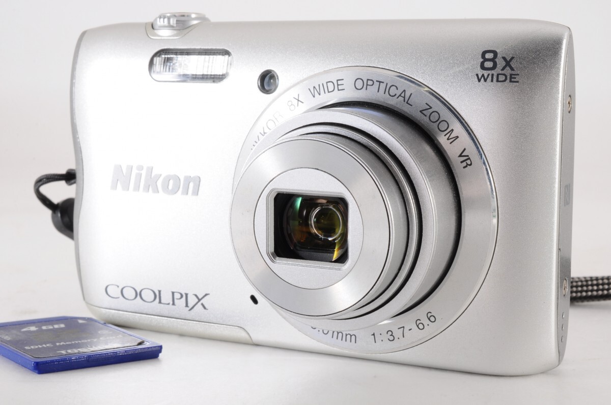 動作品 Nikon ニコン COOLPIX A300 シルバー クールピクス コンパクト デジタル カメラ SD バッテリー付 デジカメ コンデジ RS-699M/120