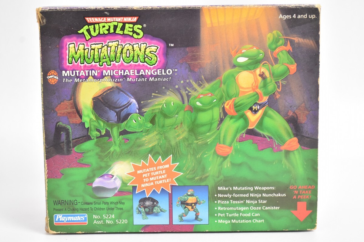 当時物 タカラ ミュータント タートルズ ミケランジェロ フィギュア 人形 元箱 プレイメイツ MUTANT TURTLES 玩具 RS-910S/001