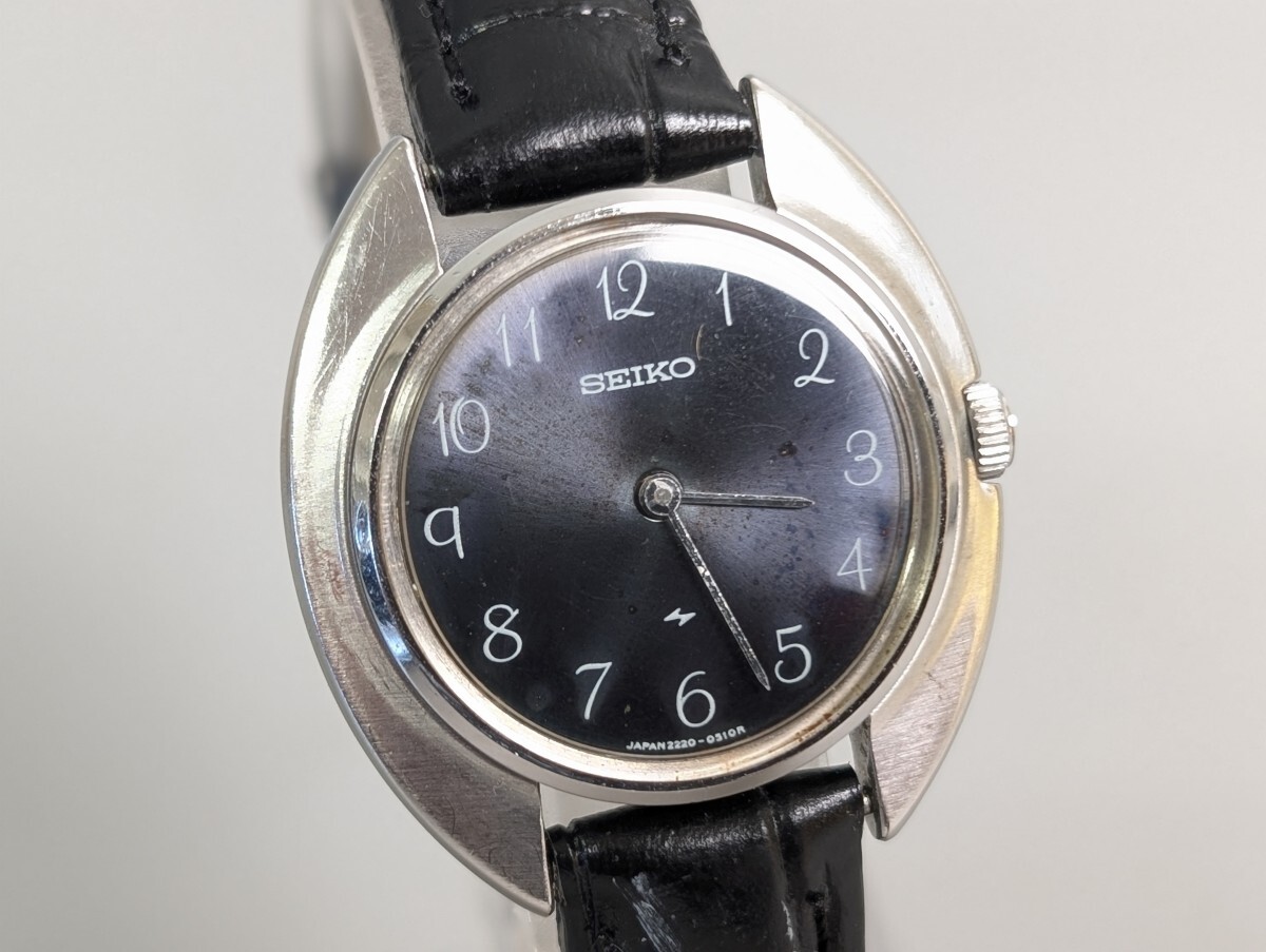 稼働品 SEIKO セイコー 2220-0260 ブラック 文字盤 2針 手巻き ラウンド レディース 腕時計 アンティーク RS-922K/000
