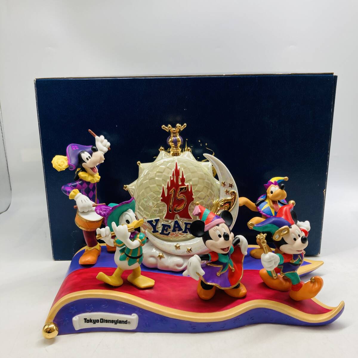 【7158A】1000体限定 東京ディズニーランド 15周年記念 フィギュアリン ミッキーマウス ミニーマウス ドナルドダック グーフィー 陶器 置物