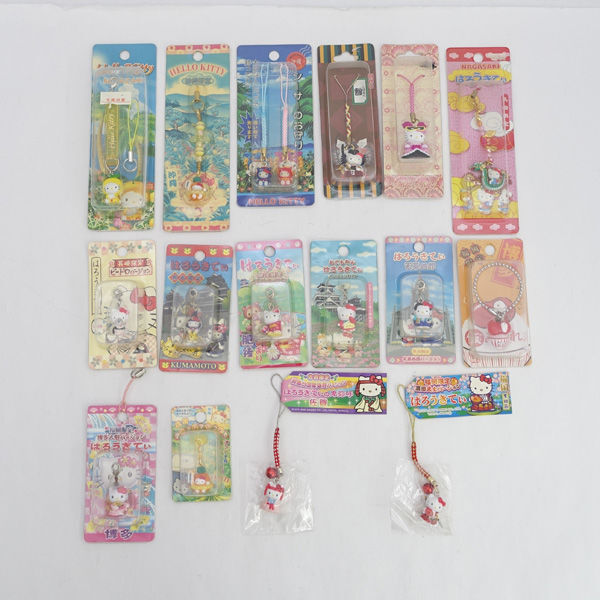 ★ サンリオ ご当地 ハローキティ キティちゃん ストラップ キーホルダー 根付け おまとめ 限定 16点 未使用品 沖縄 博多等 (0220531339)