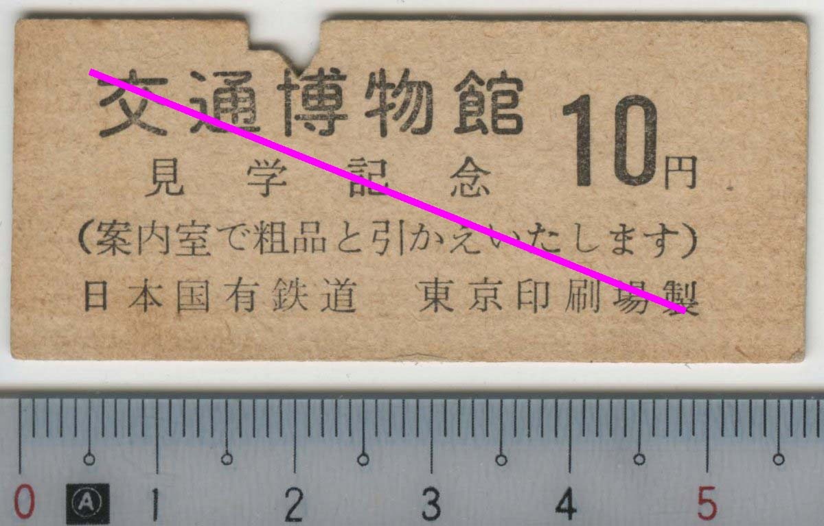 交通博物館 見学記念 日付なし 日本国有鉄道★B型硬券 7862 (管理262)