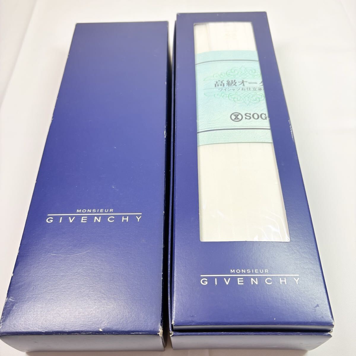 未開封品　GIVENCHY ジバンシー　ワイシャツ生地　4Gロゴ　ストライプ　高級オーダー　SOGO 百貨店　期限切れ