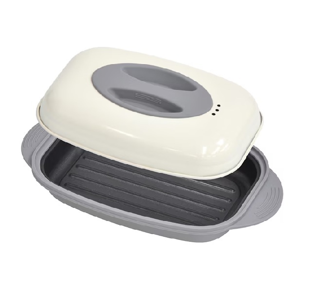 VERSOS 電子レンジ 調理器 ワイドサイズ 焼き魚 魚焼き器 レンジグリルパン 丸型 調理器 レシピブック付き