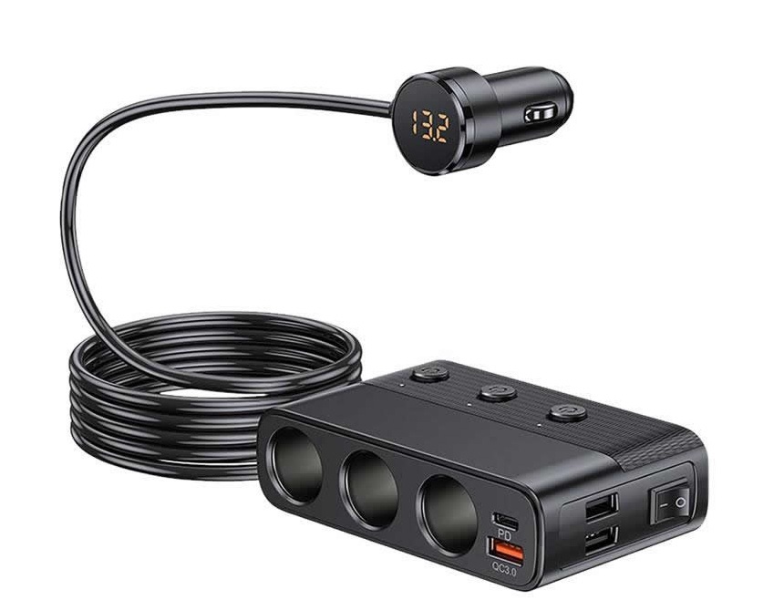 車載用 電圧表示 シガーソケット 増設 PD QC3.0充電器 シガー USB4連 車内 車 インテリア スマホ 12v 24v