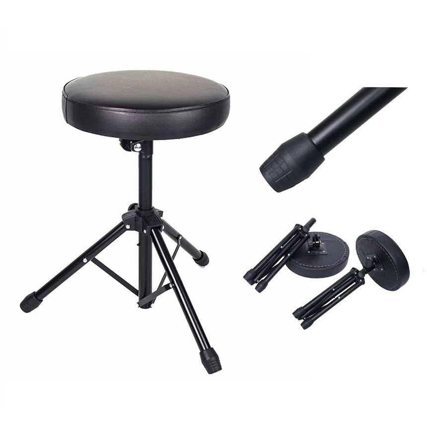 ドラム椅子 チェアードラムスローン ドラムスツール 3脚タイプ 折り畳み 家具 演奏 安定 バンド ブラック