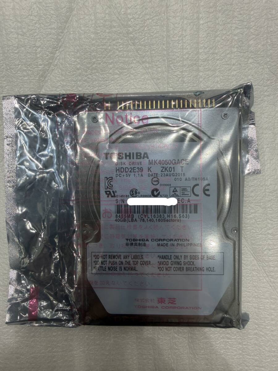 【TOSHIBA】 東芝 40GB MK4050GACE 9.5mm 4200rpm IDE 車載用HDD ノート、PCにも 新品 在庫多数