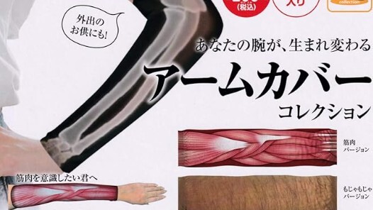 アームカバー　ガチャ　入れ墨　筋肉　人体模型 風 ホラー　ジョークグッズ　両腕