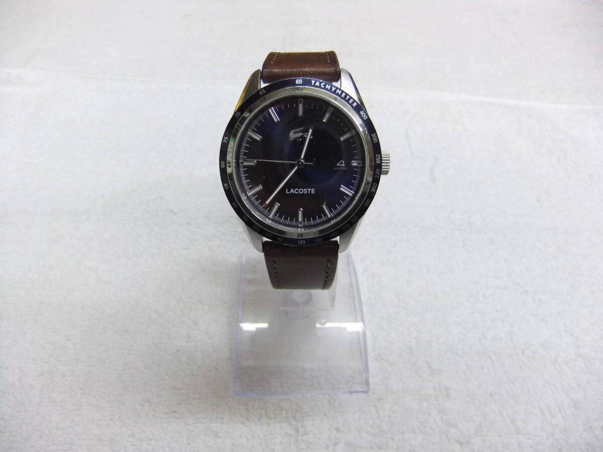 せ80A LACOSTE LC.175.1.27.3342 ラコステ ネイビー文字盤 ワニ ロゴ デイト アナログ クォーツ 腕時計 ウォッチ 稼動品