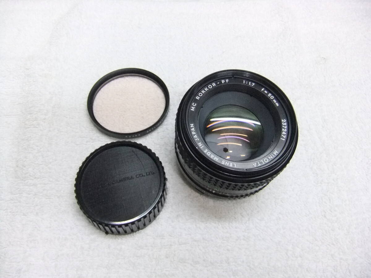 そ19L MINOLTA ミノルタ MC ROKKOR-PF 50mm F1.7 MF キャップ,フィルター付 わけあり