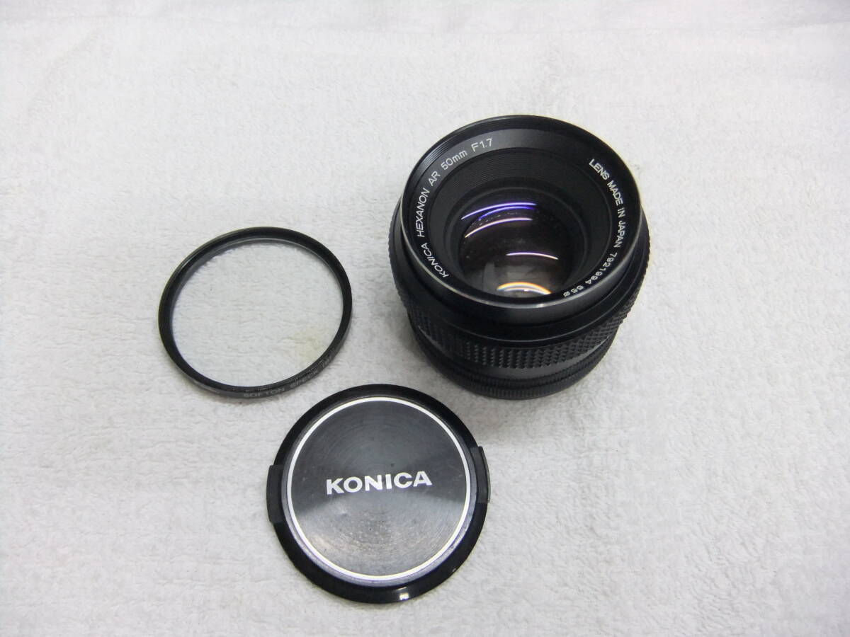 た97L コニカ Konica Hexanon 50mm F1.7 ARマウント レンズ MF フィルター付 わけあり