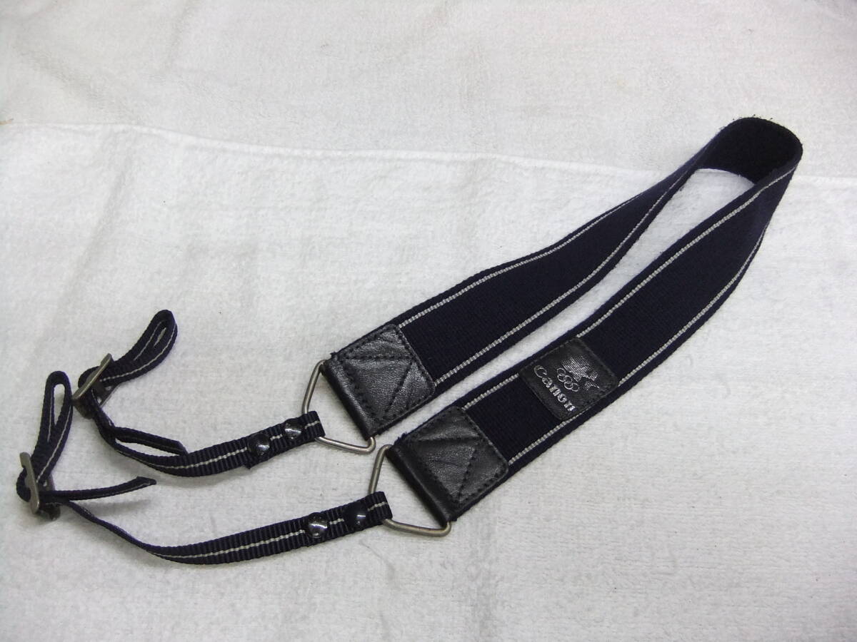 純正 キヤノン CANON オリンピックストラップ 紺地 シルバーライン 送料260円