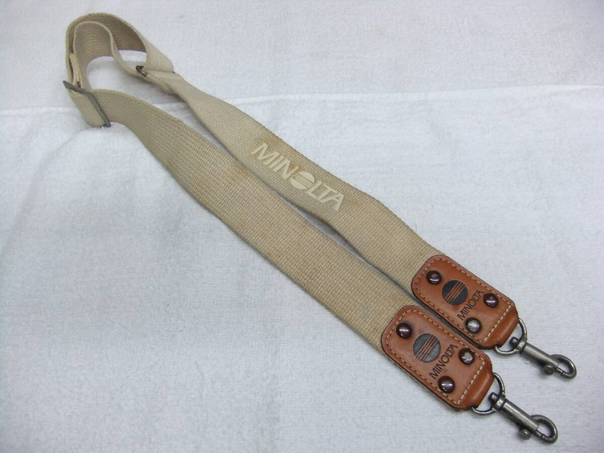 MINOLTA ミノルタ 純正 オールド カメラ ストラップ バックル付 ナチュラル 白ロゴ 幅38mm ナスカン 長さ調整可能 送料390円