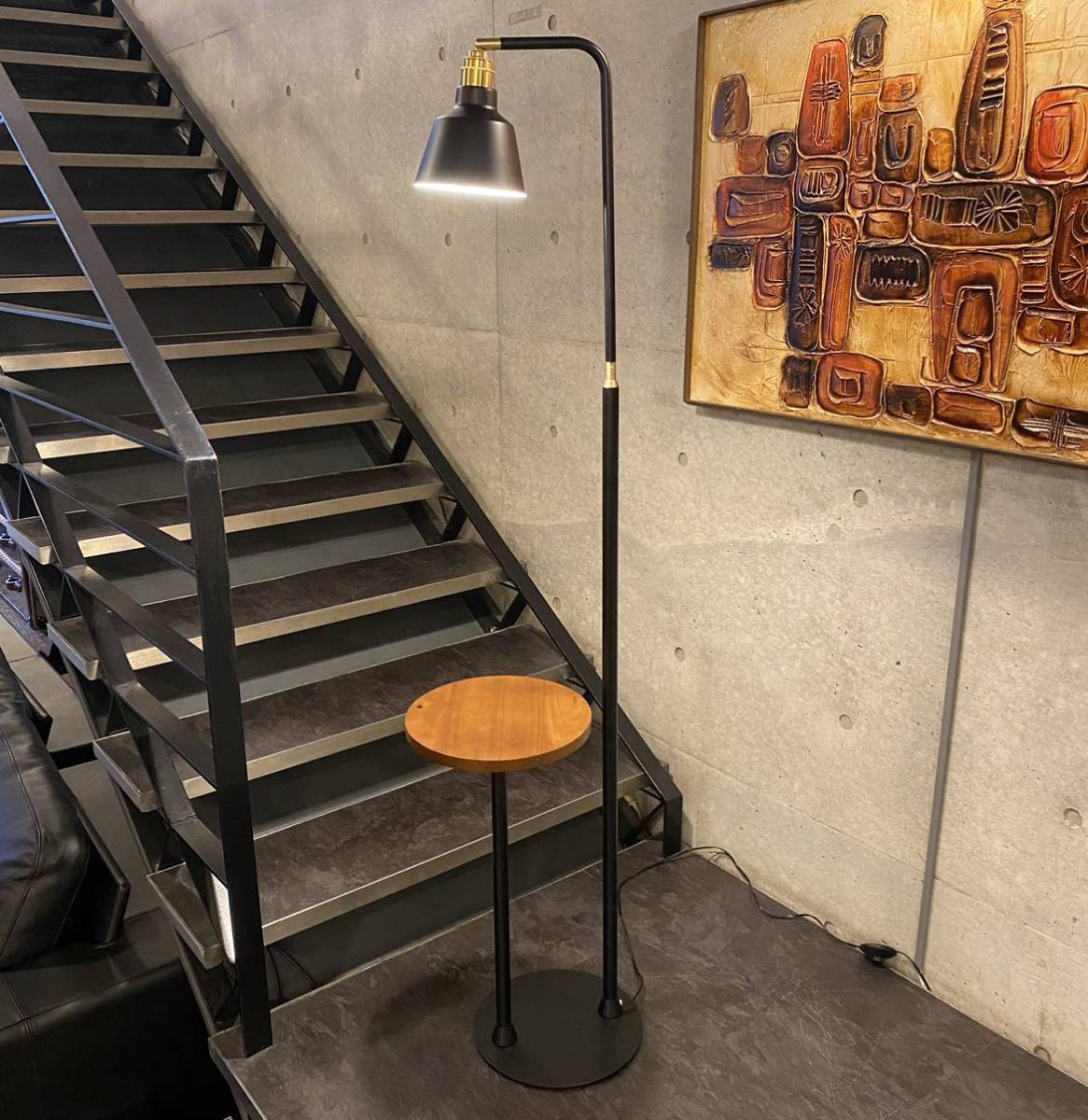 midcentury style floor lamp+side table(検,ミッドセンチュリー,イームズ,ビンテージ,50's,60's,北欧,ウッドランプ,ACME,サイドテーブル