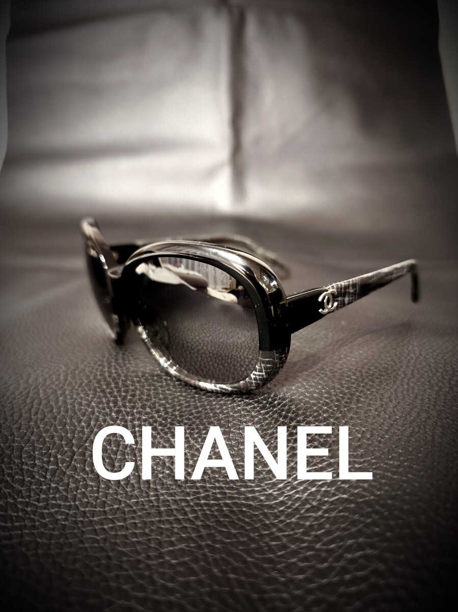 美品 CHANEL シャネル サングラス ココマーク メガネ 眼鏡 アイウェア セルフレーム マトラッセ ブラック