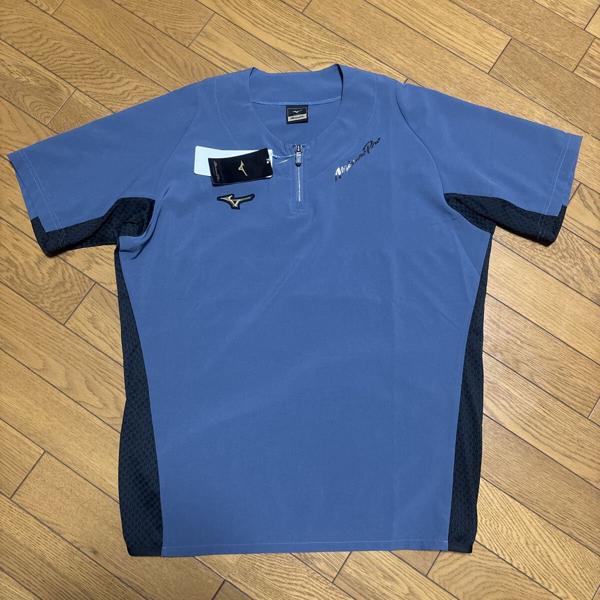 新品★ミズノプロ ハーフジップ　ベースボールウェア ブルー　Lサイズ