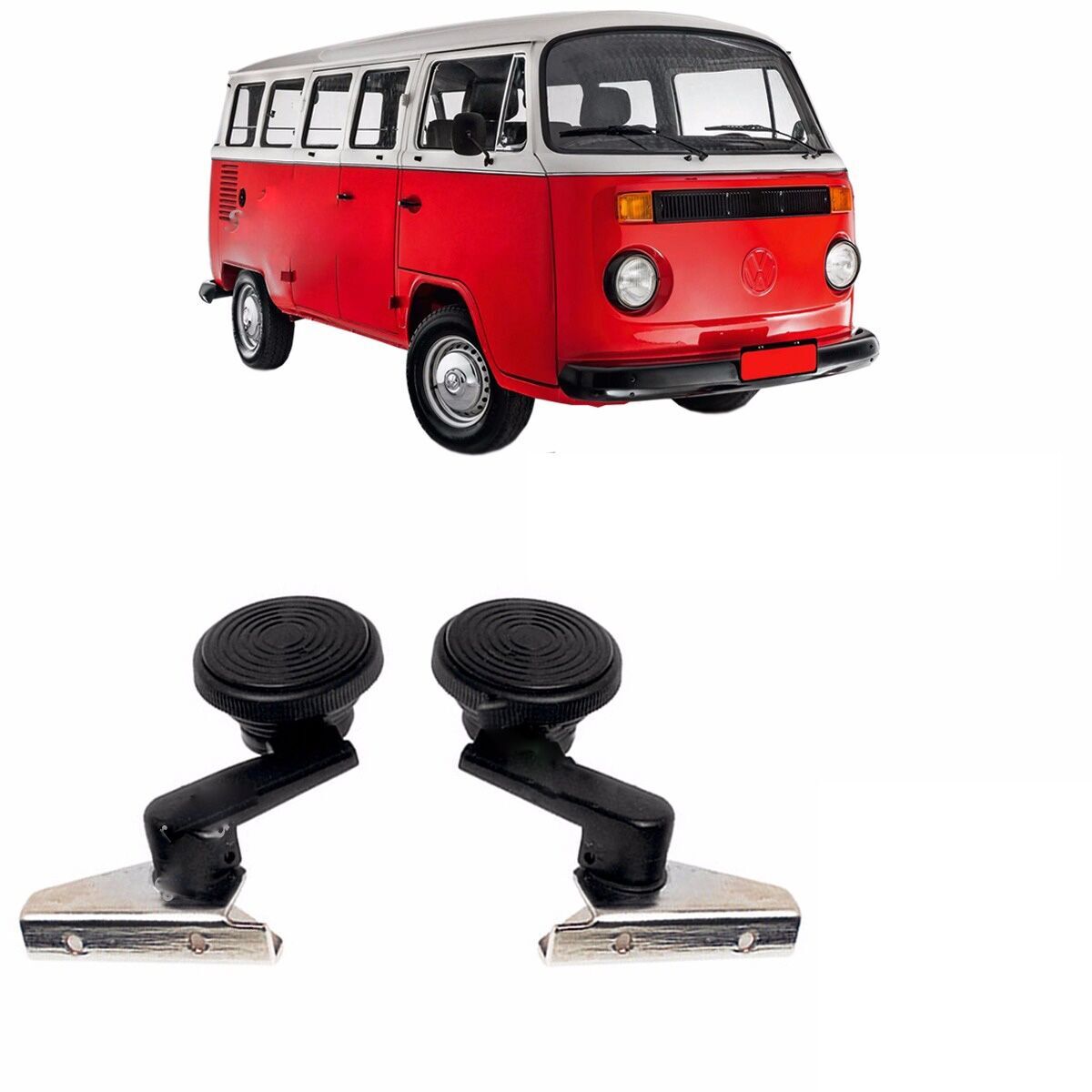 ペア 2個セット ベントウィング ウィンドウ 窓 ラッチロック クローム メッキ ブラック 丸 左 右 VW T1 ビートル T2 バス コンビ T3 68-77