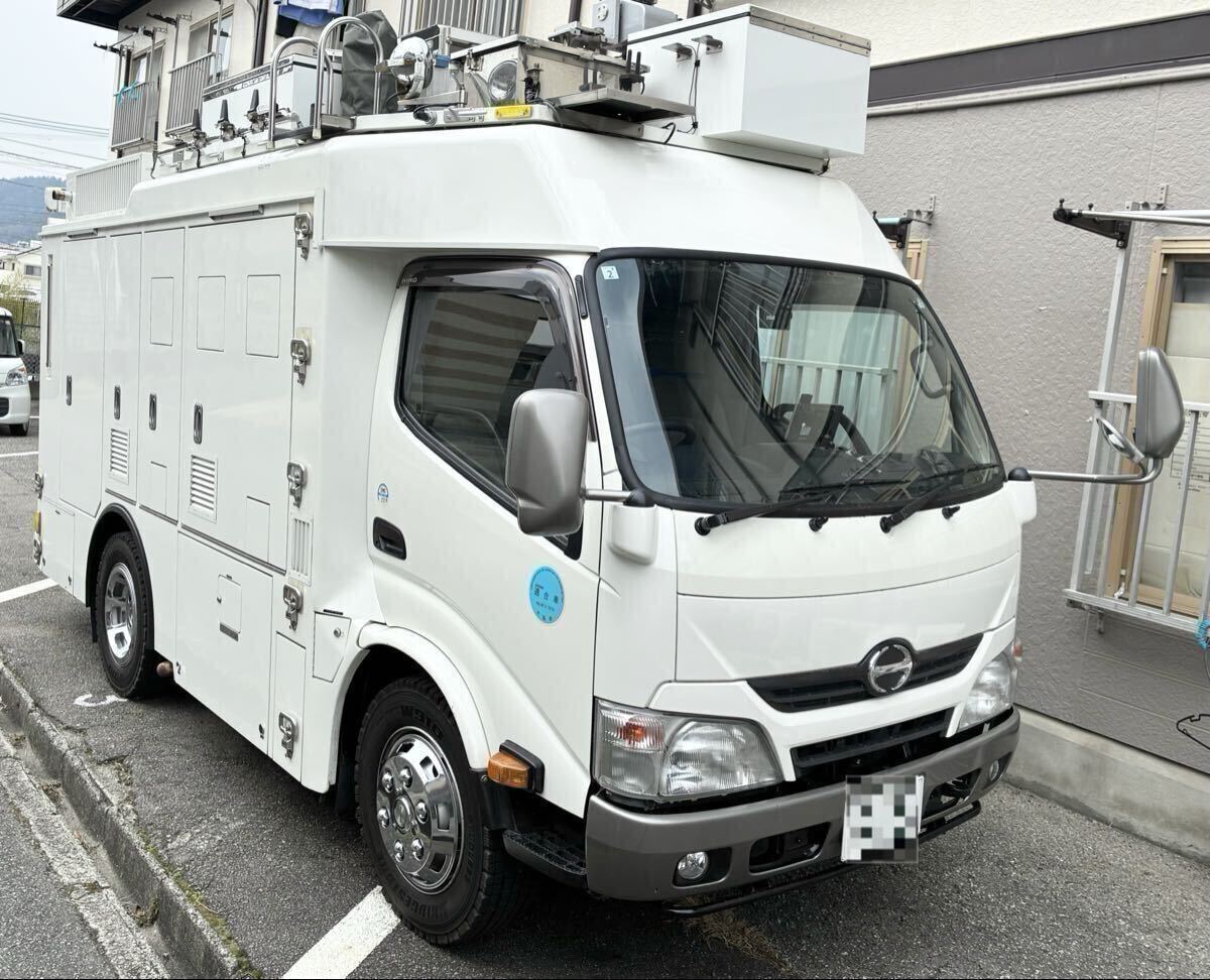 京成自動車 放送中継車 日野 デュトロ 発発/ポール/ローテーター/ラック付き 中型免許可 車検切れ2末まで公道走行 一時抹消渡し