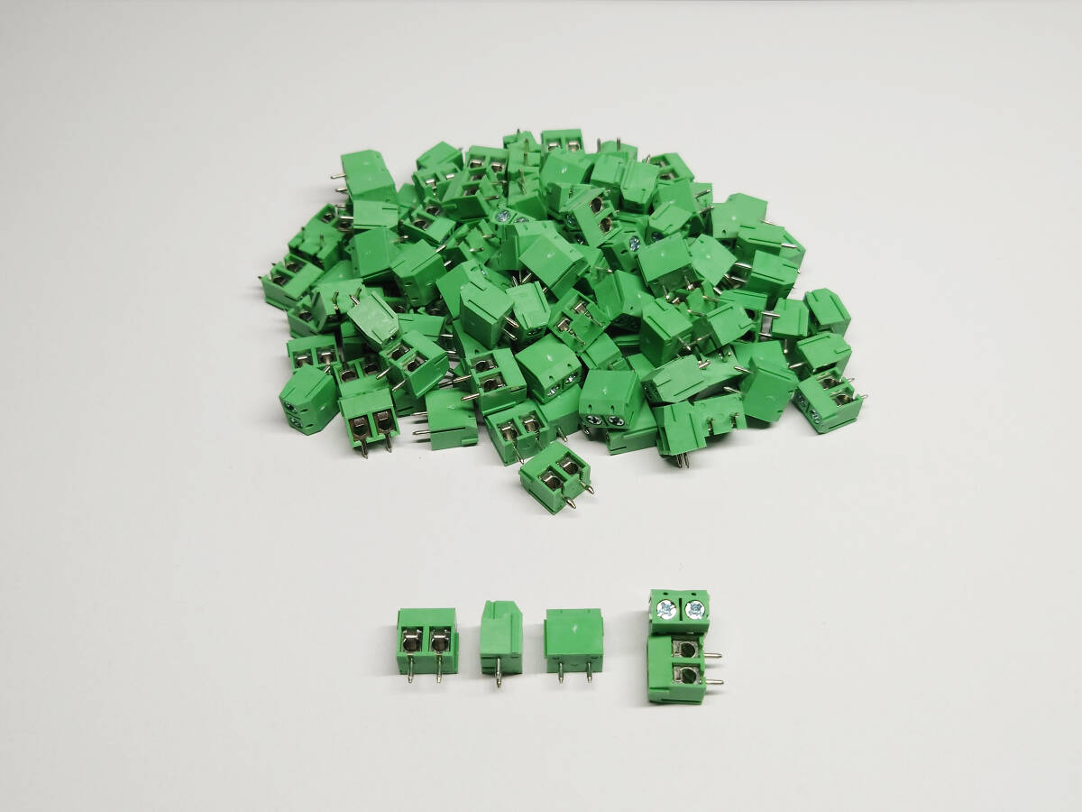 2ピン 縦型 ターミナルブロック ネジ式 緑色 170個 ■ 基板用 端子台 コネクタ
