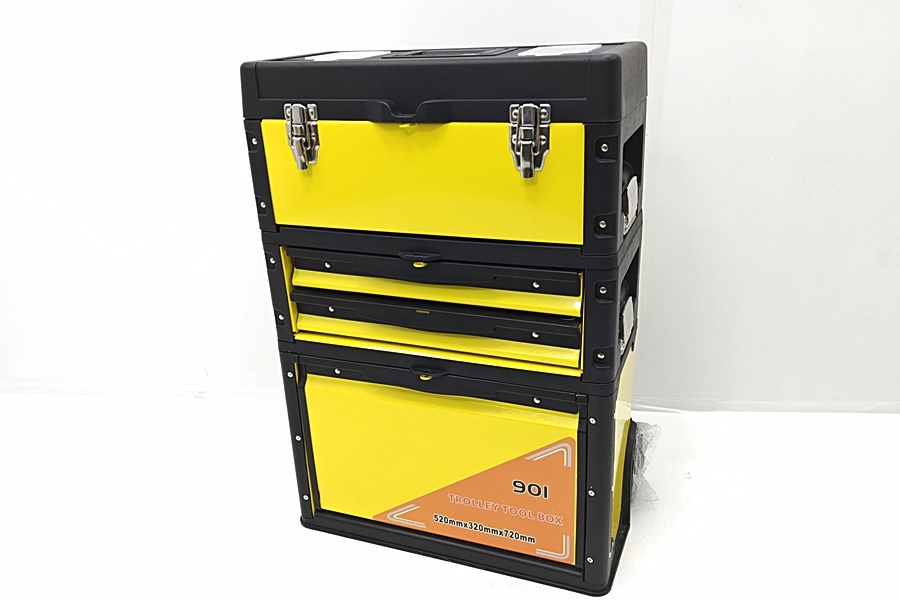 下松)未使用 保管品 3分割式 ツールボックス キャスター付 ツールチェスト 工具箱 ▲★K260206N05A PB06B