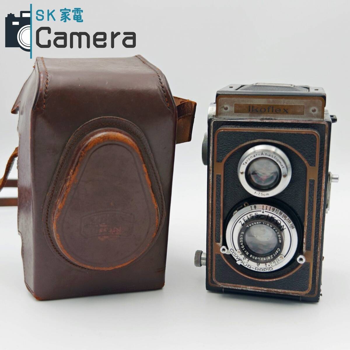 【中古】 ZEISS IKON Ikoflex Tessar 7.5ｃｍ F3.5 ツァイスイコン 二眼レフカメラ 革ケース付