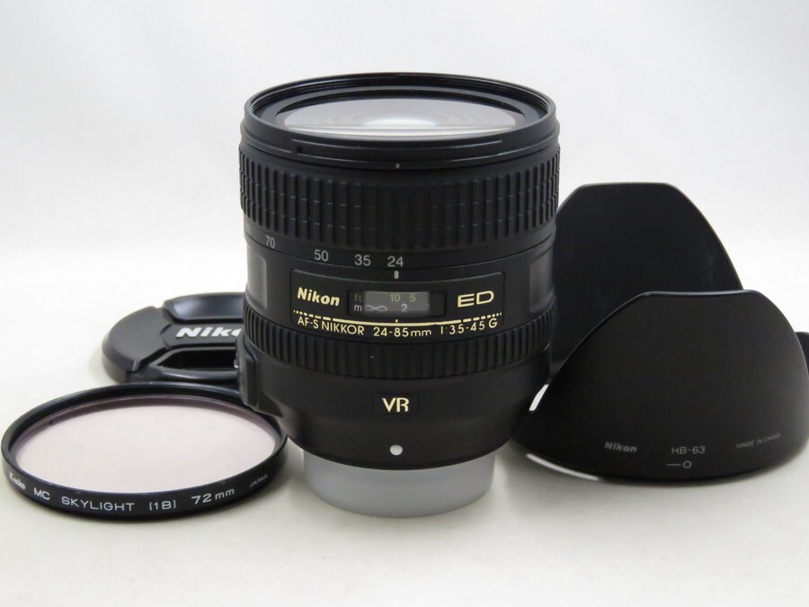 [23331W3]★超極上美品★NIKON AF-S NIKKOR 24-85mm F3.5-4.5 G ED VR フード・フィルター付き