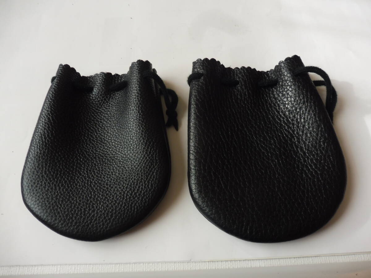 フライリール レザーリールポーチ リールケース ブラックカラーシボ皮2個本革製