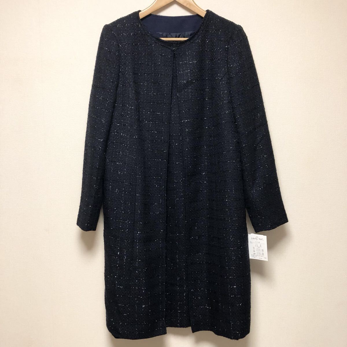 Liberty Hall レディース13ABR 紺 ツイード コート ワンピース フォーマル アンサンブル セレモニースーツ 卒園卒業 入園入学 冠婚葬祭