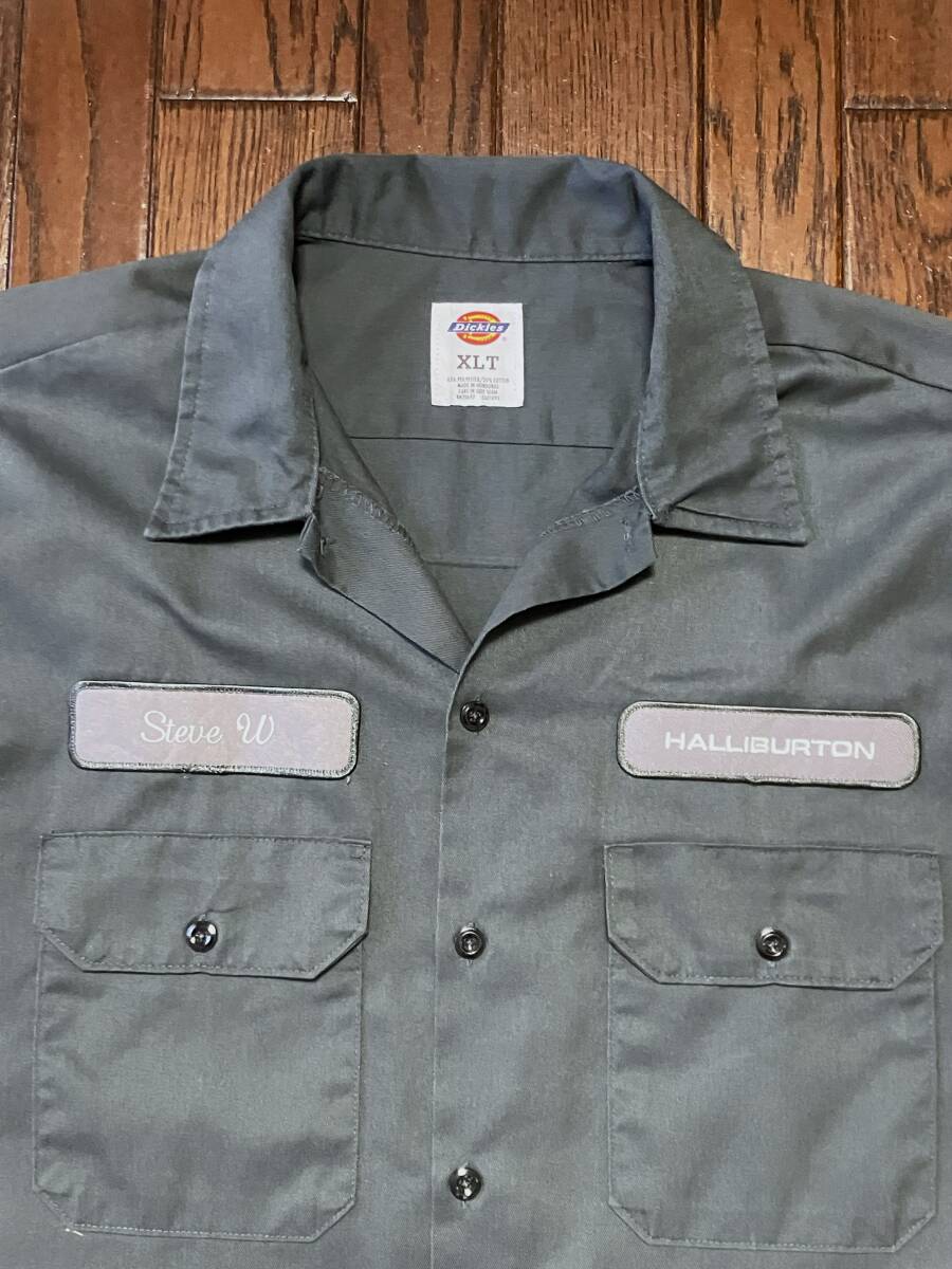 ハリバートン HALLIBURTON ディッキーズ DICKIES 長袖 ワークシャツ XL チャコールグレー ビッグサイズ 大きい