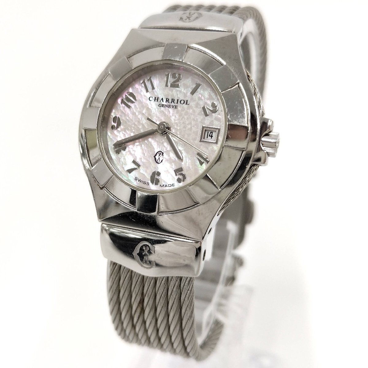 ●CHARRIOL シャリオール ケルティック CELT3-7698 レディース 腕時計 ピンクシェル クォーツ 中古[ne]um140