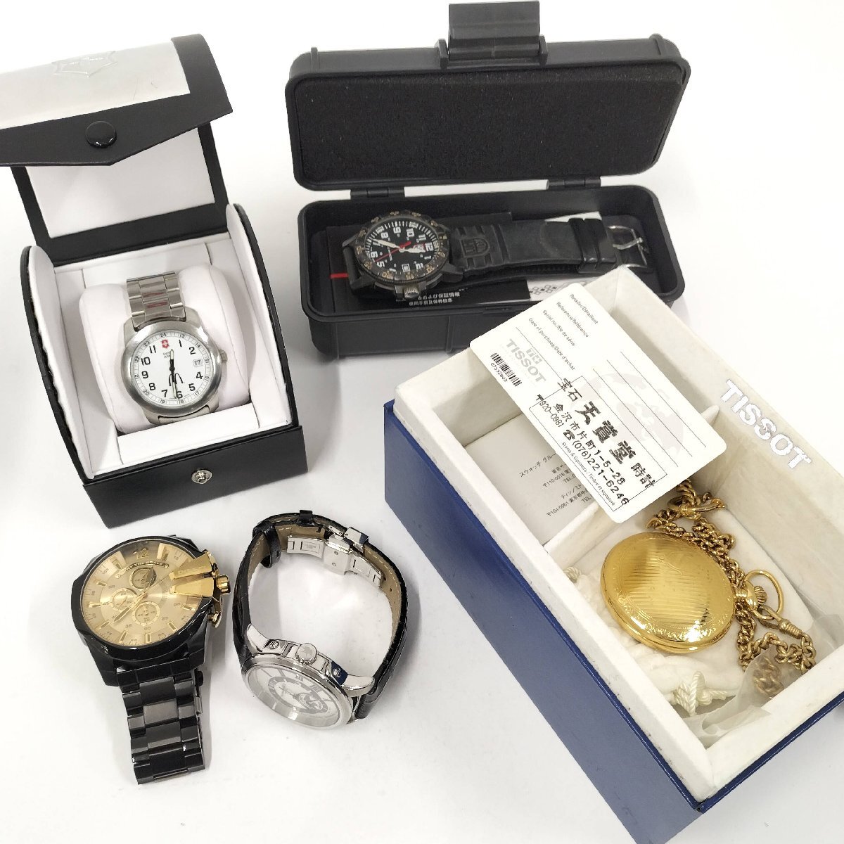 ●動作品・現状品 ブランド 腕時計 5点 まとめ ティソ ルミノックス ビクトリノックス ディーゼル ハンティングワールド 中古[ne]U120