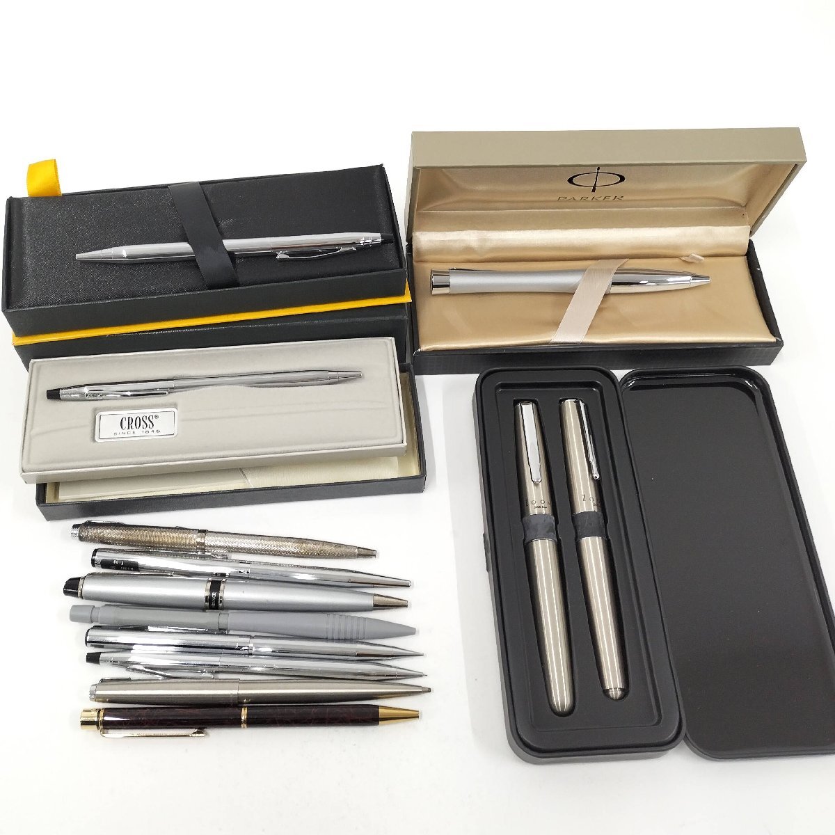 ●ジャンク ボールペン 万年筆 シャープペンシル 13本 まとめ パーカー クロス ウォーターマン 他 ブランド 中古[ne]u115