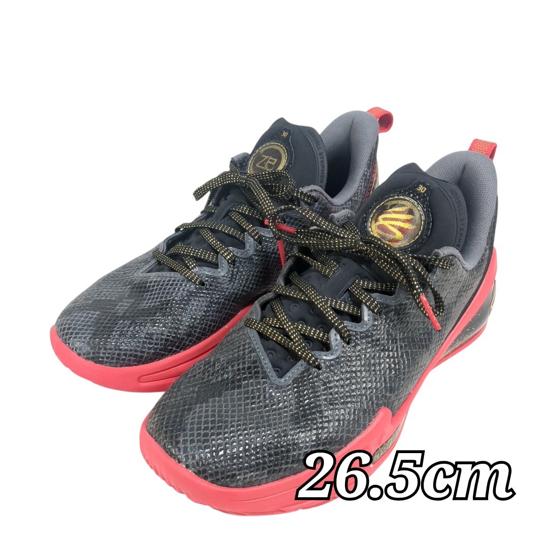 美品 アンダーアーマー カリー12 ルナー ニューイヤー 26.5cm ブラック レッド バッシュ 6004077