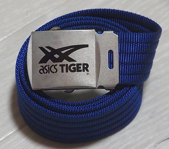 希少 80年代 ASICS TIGER ガチャベルト　色：青　アシックスタイガー ベルト 昭和 レトロ 当時物