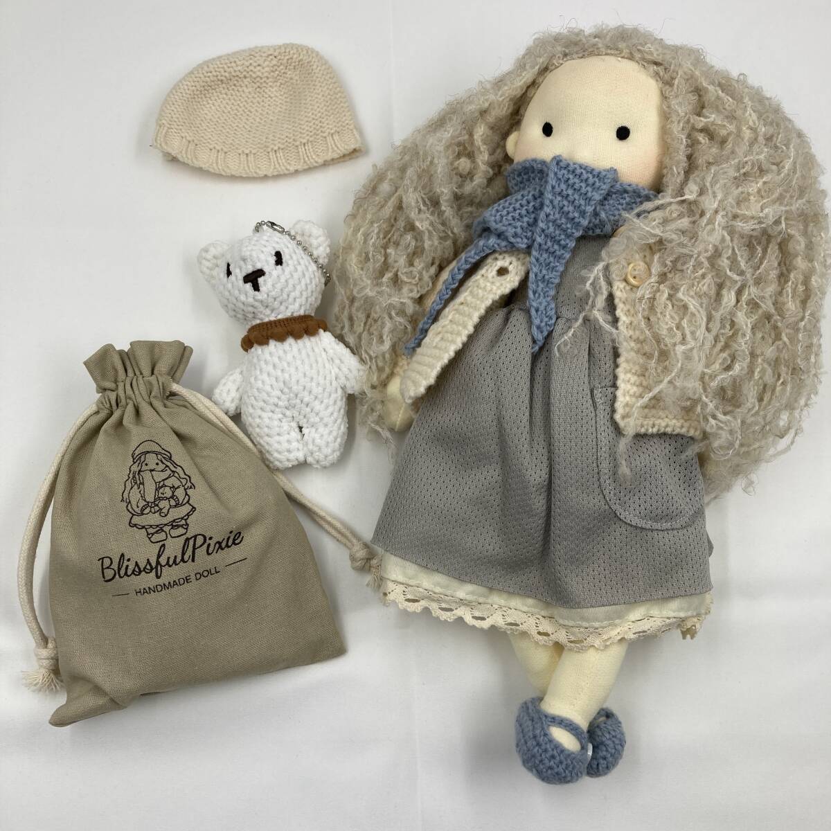 【美品】BlissfulPixie ハンドメイドウォルドルフ人形 カイダ 12インチ 柔らかい女の子のラグドール ぬいぐるみ 人形/Y33352-D3