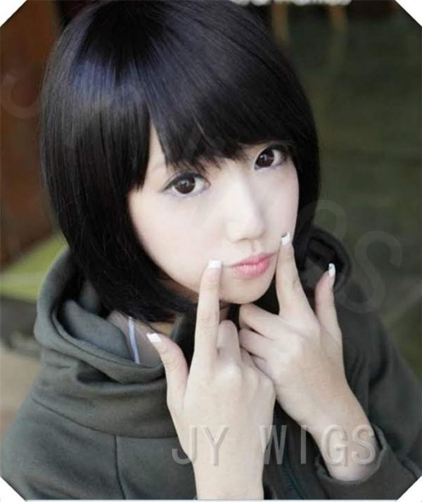 高品質 耐熱 ウィッグ ショートボブ 黒 ブラック ショート ショートストレート フルウィッグ ショートウィッグ 自然 ナチュラルストレート