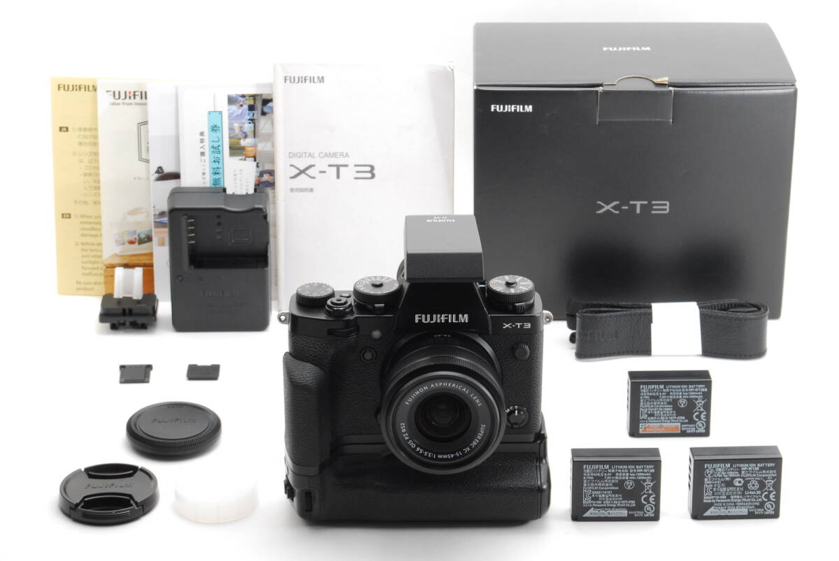 【超美品 保障付 動作確認済】Fujifilm フジフィルム X-T3 26.1MP デジタル 一眼レフ カメラ + XC 15-45mm 3.5-5.6 レンズ + VG-XT3 #V1835