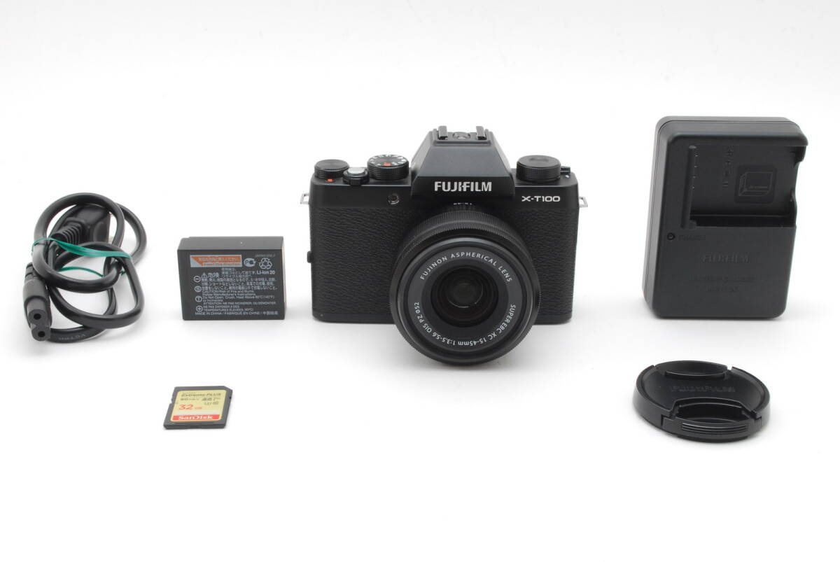 【超美品 保障付 動作確認済】 Fujifilm フジフィルム X-T100 Digital Camera デジタルカメラ + XC 15-45mm F/3.5-5.6 レンズ #V1956