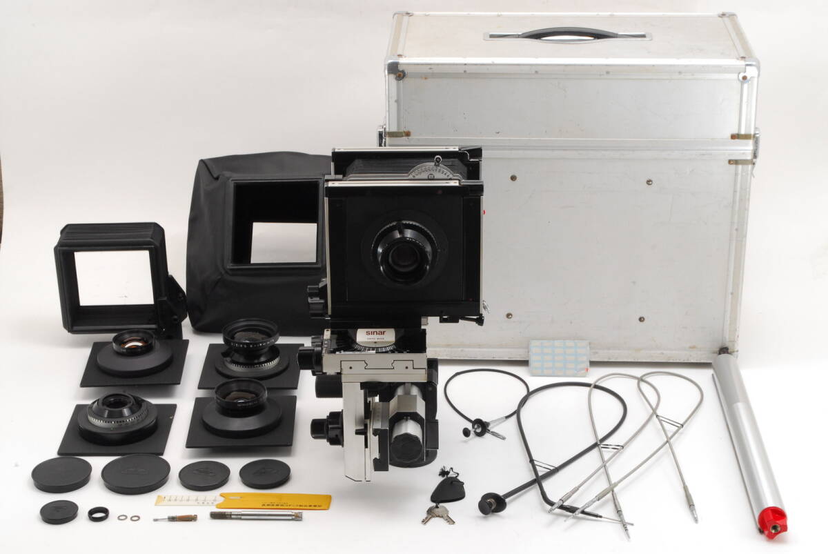 【良品 保障付 動作確認済】 Sinar ジナー P 4x5 大判 カメラ + 150mm 180mm 210mm レンズ 4本セット オートアパチャーシャッター #V1516