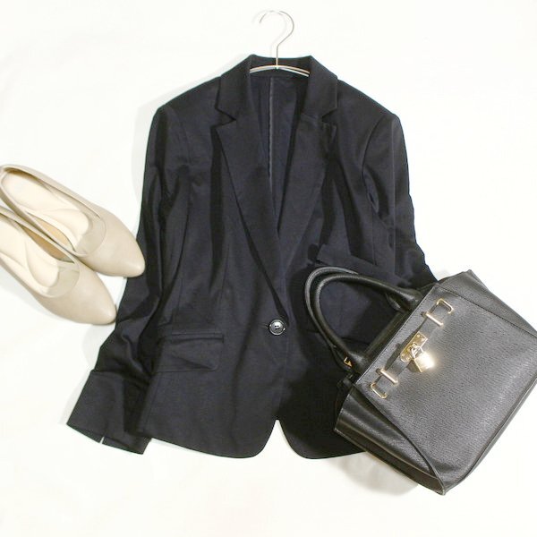 美品 オンワード樫山 自由区 ジユウク 綺麗め コットン ストレッチ ジャケット 38号 M 春 夏 秋 25B11