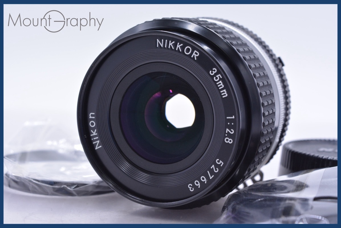 【動作保証】 ニコン Nikon NIKKOR 35mm F2.8 Ai-S 前後キャップ&レンズフィルター付 同梱無料 #mj8455
