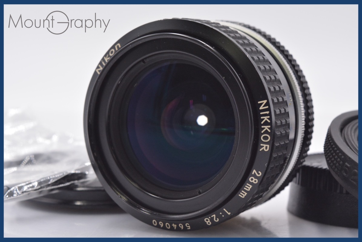 【動作保証】 ニコン Nikon NIKKOR 28mm F2.8 Ai 前後キャップ&レンズフィルター＆フード付 同梱無料 #yk5973