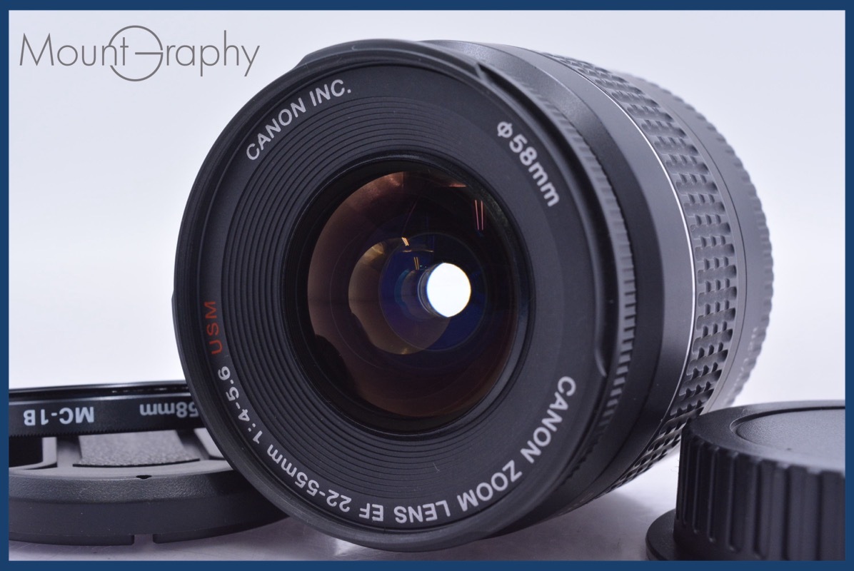 【美品・動作保証】 キヤノン Canon EF 22-55mm F4-5.6 USM 前後キャップ&レンズフィルター付 同梱無料 #am3610