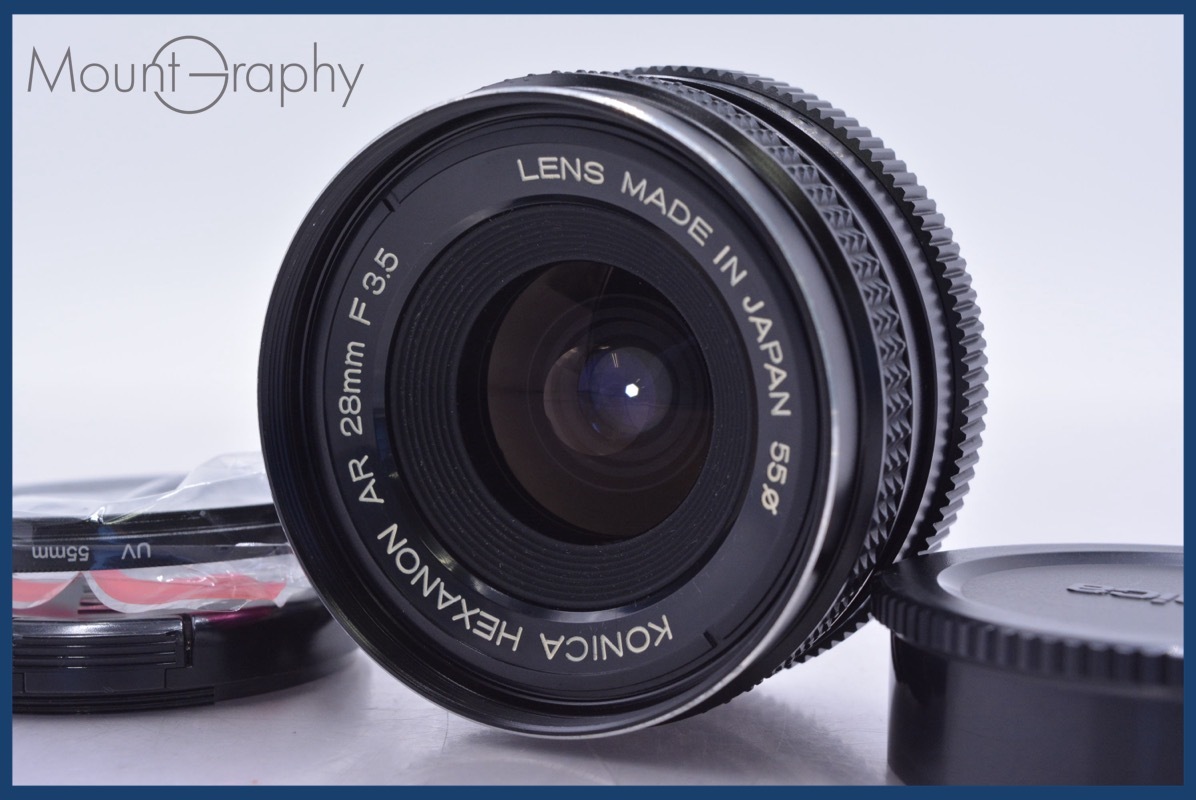 【動作保証】 コニカ KONICA HEXANON AR 28mm F3.5 前後キャップ&レンズフィルター付 同梱無料 #am4112