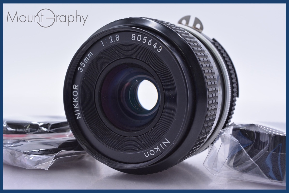 【動作保証】 ニコン Nikon NIKKOR 35mm F2.8 Ai 前後キャップ&レンズフィルター&フード付 同梱無料 #am4135