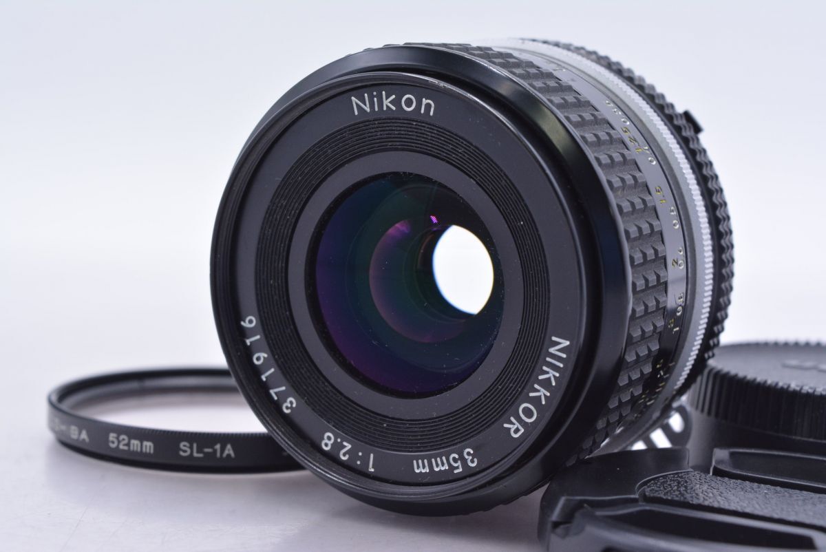 【動作保証】 ニコン Nikon NIKKOR 35mm F2.8 Ai 前後キャップ&レンズフィルター付 同梱無料 #am3671